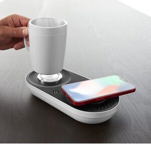 White Dual Function Mug Warmer and Phone Charger. Never used/opened.